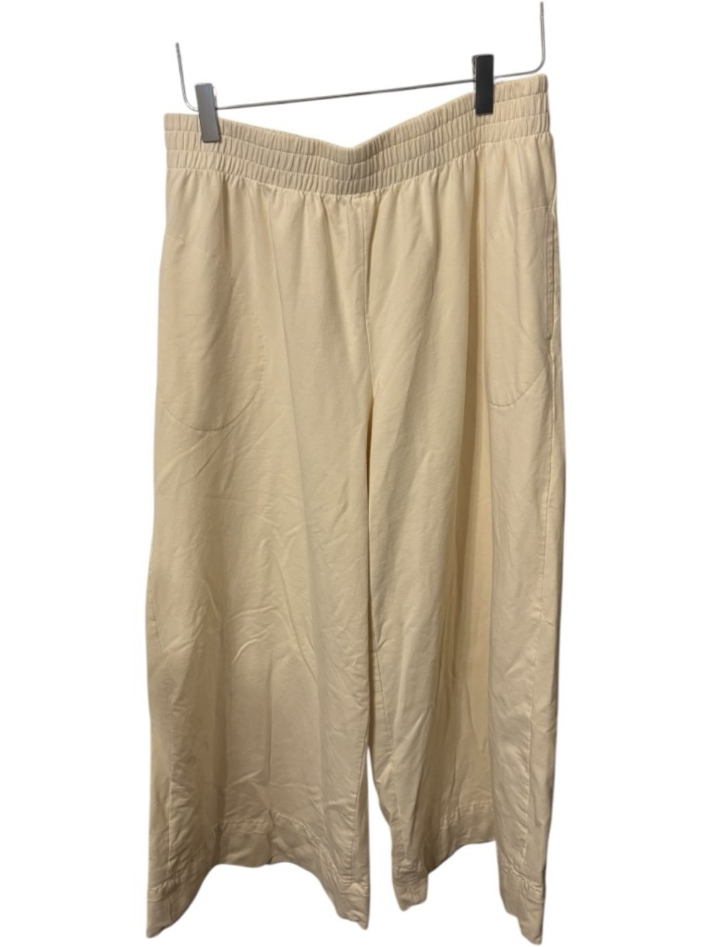 Norma Kamali elastic waist wide leg culotte pants in cream Size Medium